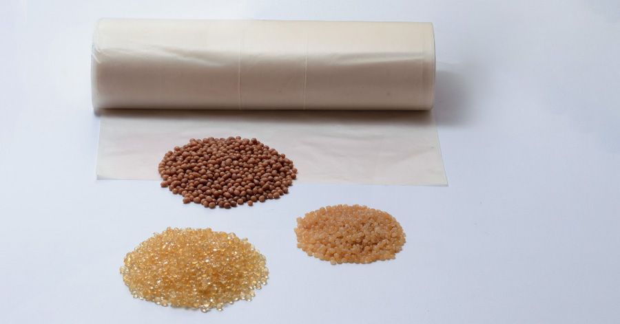 Biopolymer blends adds strength and allows for down gauging of bag thickness