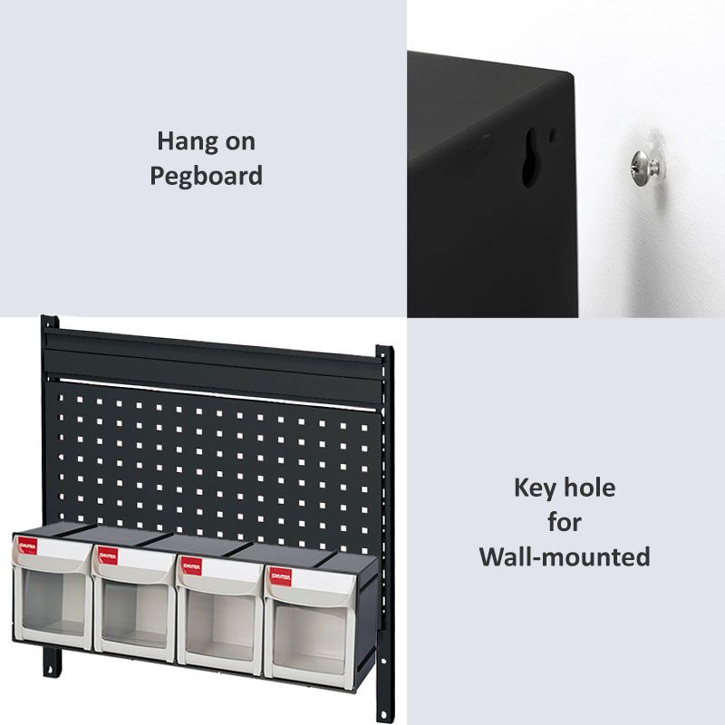 Contenedor abatible con 4 compartimentos para almacenamiento de piezas -  Gabinete de plástico con 4 cajones, Fabricante de sistemas personalizados  de organización de garajes