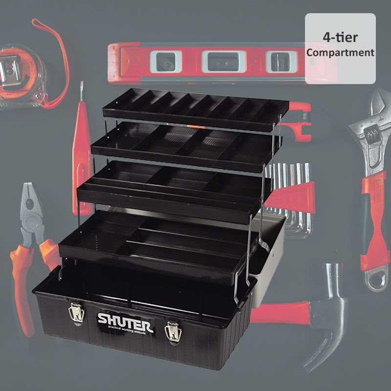 Edward Tools Heavy Duty Plastic Tool Box 14? - Small Top Accessory Boxes - Grip Handle - Removable Organizer Tools Tray - Secure Latch Locking Lid 