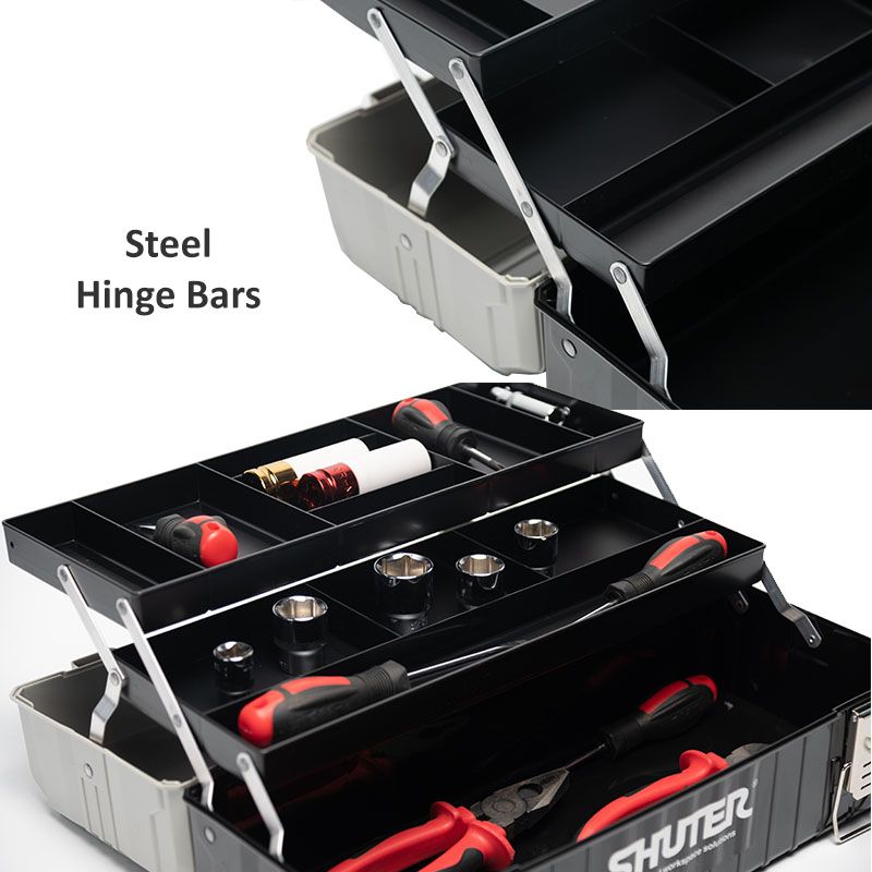 10L Professional Tool Box with 2 Trays and Metal Locks - 10L
