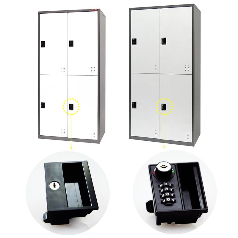 Metal Locker Cabinet, Double Tier, 4 Compartments - Digital Metal Locker  for Secure Storage - 4 Doors in 2 Columns | Custom Garage Organization  Systems Manufacturer | SHUTER