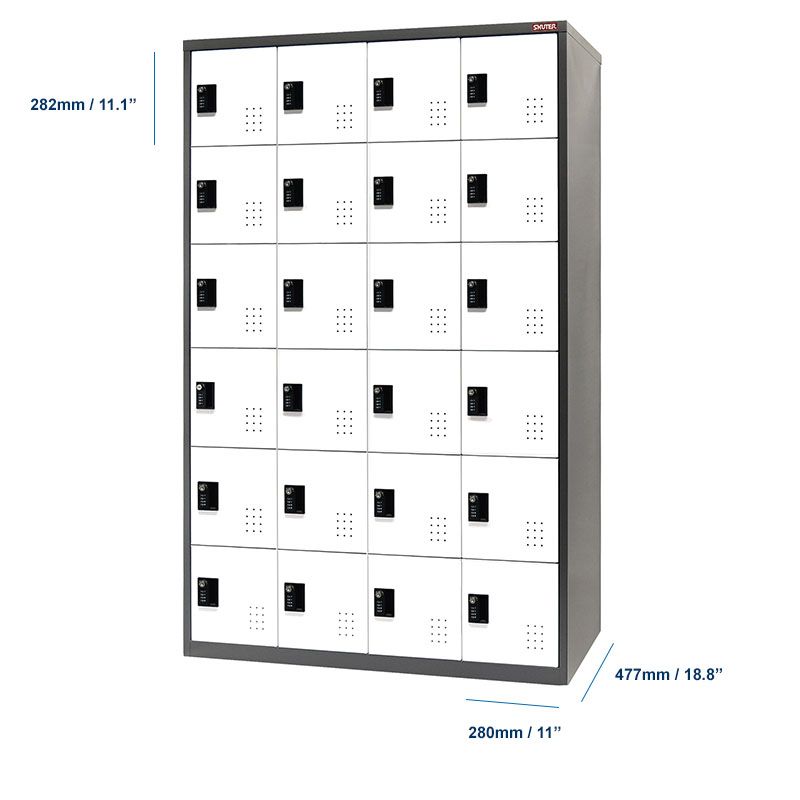 Secure Metal 6 | 4 Doors - - Columns Systems Manufacturer 24 Digital SHUTER Locker Compartments Metal Cabinet, Storage Custom Garage Organization | Locker in for 24 Tier,