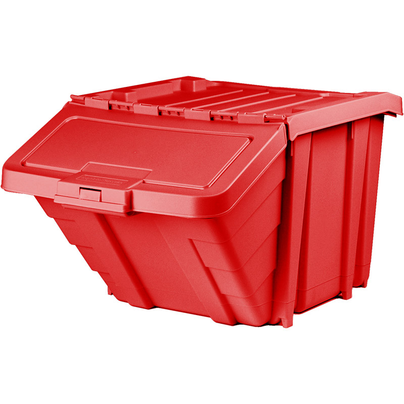 Stackable Recycle Bin with lid, 50L, Plastic File Cabinet: Streamlined  Office Storage