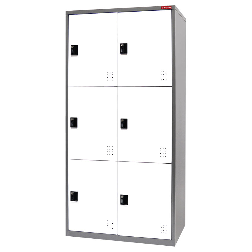 Armadio Metal Locker, Triplo Livello, 6 Scomparti