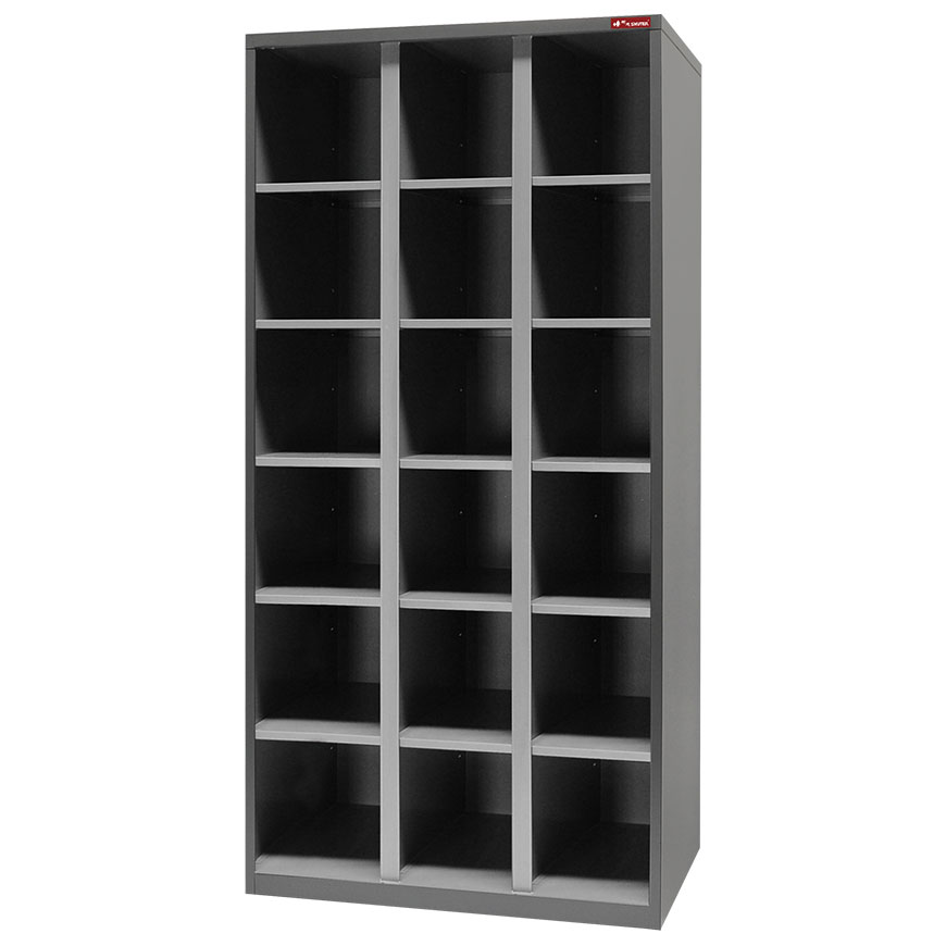 オープンメタルストレージブックケース、18個の区画