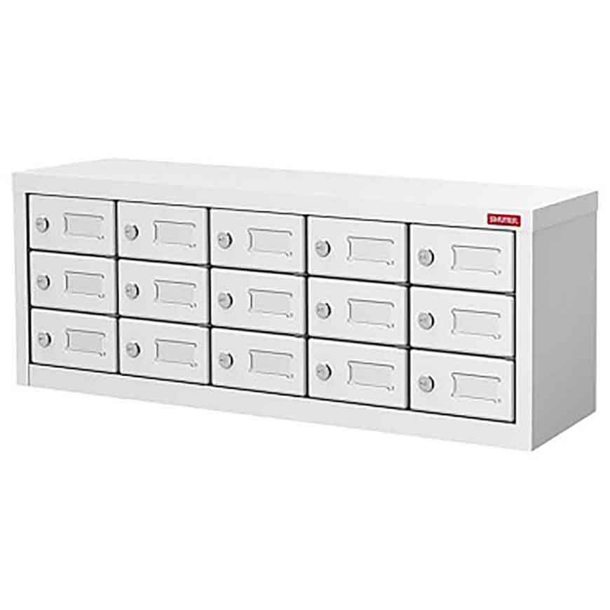 Loker logam untuk penyimpanan tablet, laptop, perangkat yang dapat dikenakan, 15 kompartemen