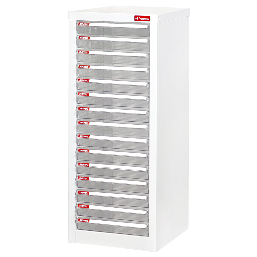 Sistem penyimpanan di kantor untuk menyimpan file, kertas kerajinan, atau benda datar lainnya di meja atau di bawah meja Anda.