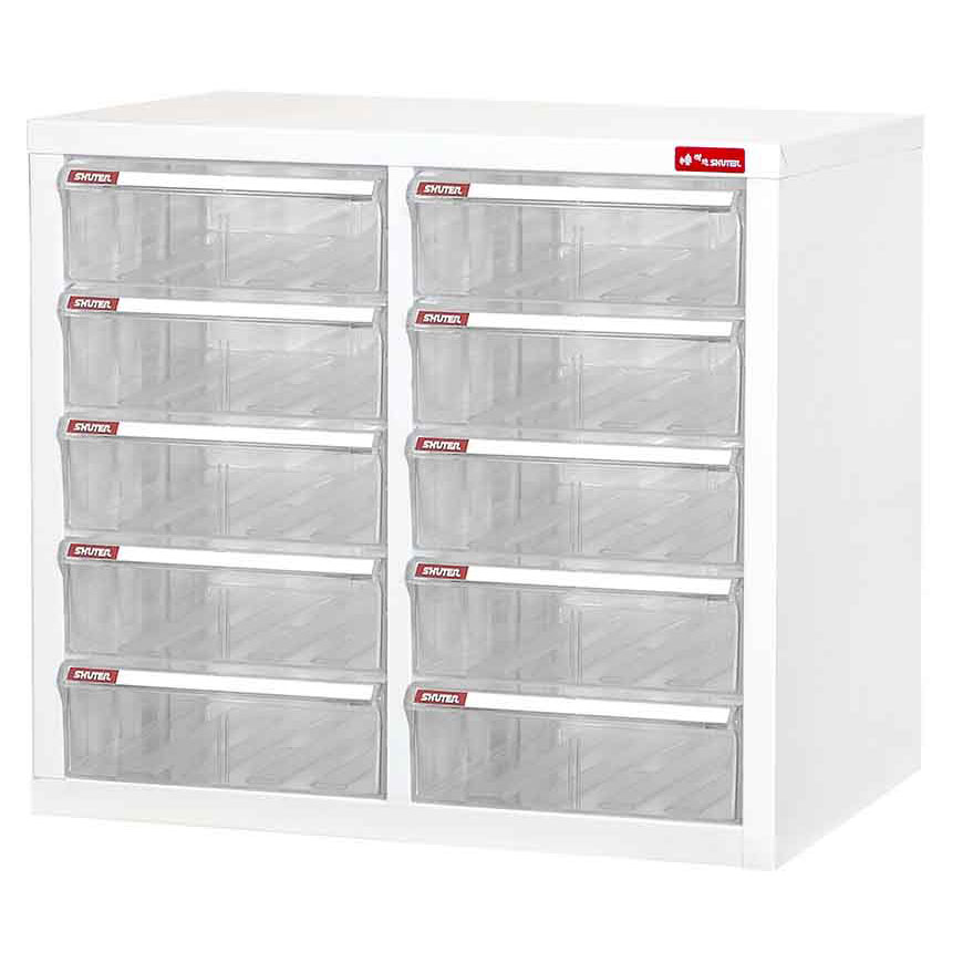 Desktop cabinet with 10 plastic drawers in 2 columns for A4 paper (5.9L per  drawer) - Filing Cabinet - 10 pcs of A4 Size Deep Drawers in 2 Columns,  Height 483 mm, Custom Garage Organization Systems Manufacturer