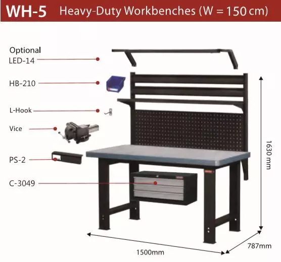 Bancada de trabalho pesada - 1500 mm de largura - Bancada de trabalho  pesada - 1500 mm de largura, Fabricante de Sistemas Personalizados de  Organização de Garagem