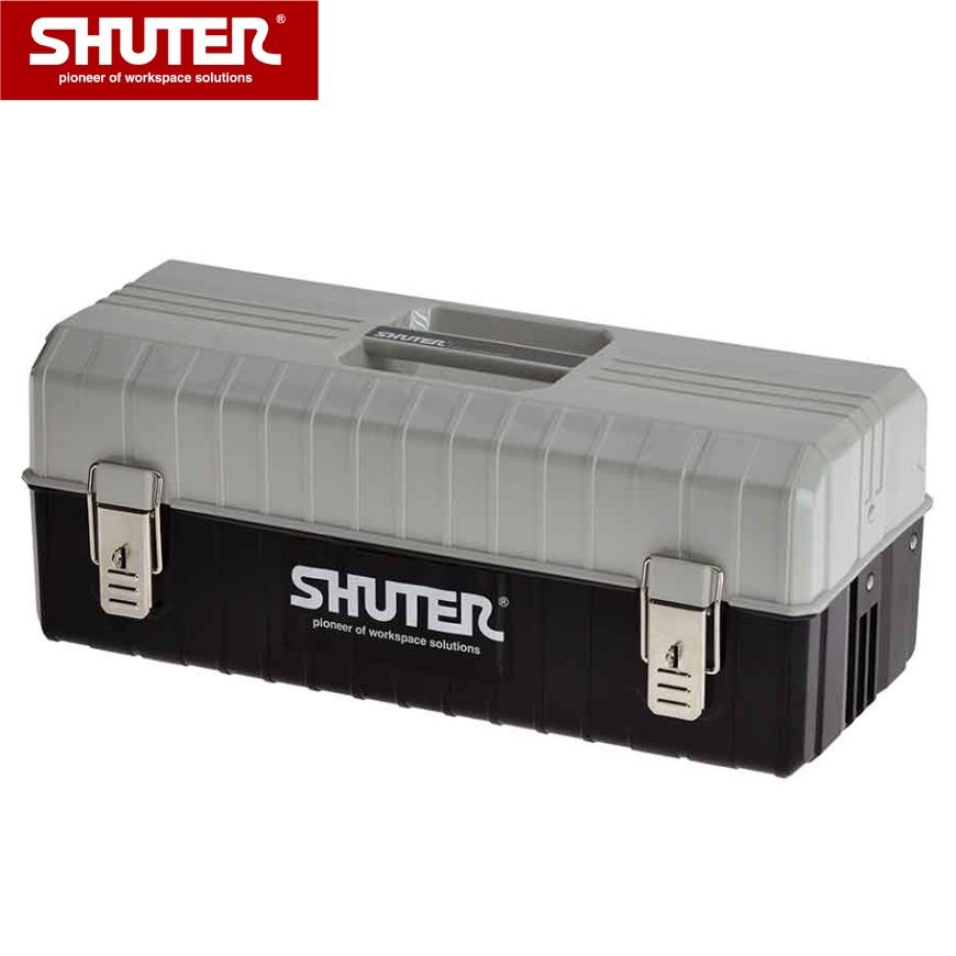 กล่องเครื่องมือพกพา 10 ลิตร พร้อมถาดสองชั้นและล็อคโลหะ