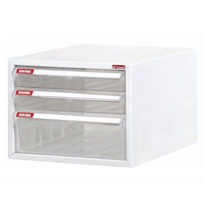 Desktop cabinet with 3 plastic drawers in 1 column for A4 paper (1 drawer 5.9L & 2 drawers 2.7L)
