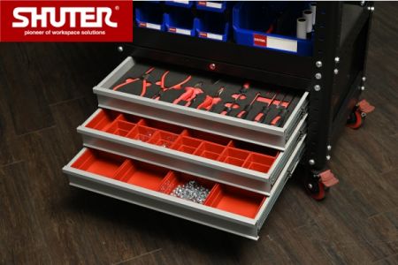 Tool cart with smooth drawers