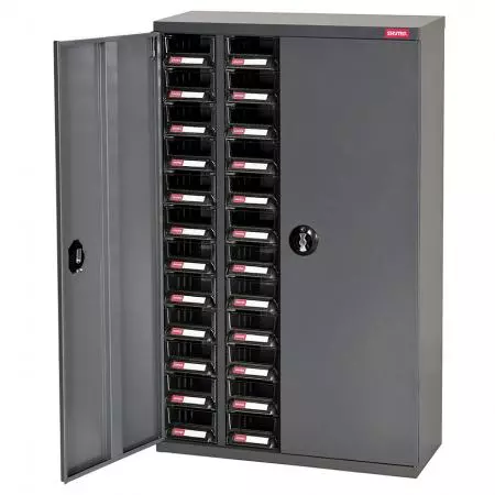 Tủ lưu trữ công cụ kim loại chống tĩnh điện ESD cho thiết bị điện tử - Cửa, 48 ngăn kéo trong 4 cột - Tủ lưu trữ ESD chống tĩnh điện này có cửa khóa để tăng thêm độ an toàn.