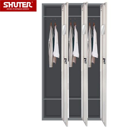Armário de metal SHUTER com 3 portas para guardar roupas