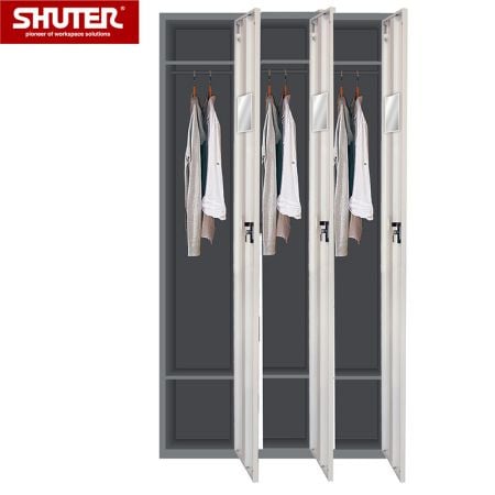 Металлический шкаф SHUTER с 3 дверями для хранения одежды