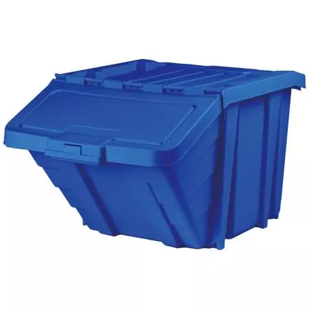 50L 클래식 시리즈 적재 및 적층용 부품 및 재활용통 - SHUTER의 내구성 있는 뚜껑이 있는 용기는 재활용, 쓰레기 또는 대형 부품 및 도구 보관에 이상적입니다.