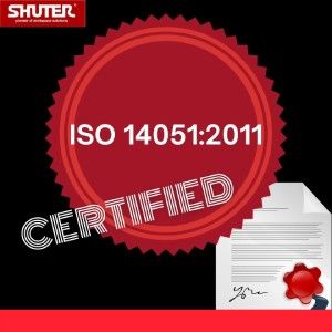 SHUTER는 ISO 14051:2011 인증을 받았습니다.