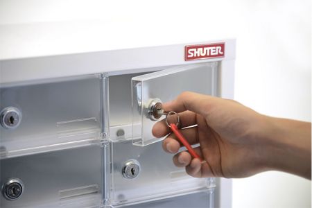SHUTER lockable metal cabinet with clear doors