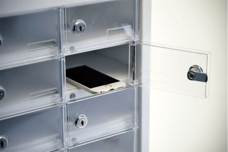 Gabinete metálico con puertas transparentes SHUTER para teléfono celular