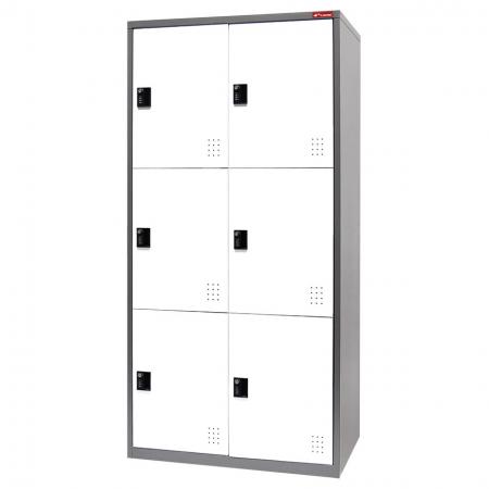 Armoire de casier métallique, triple niveau, 6 compartiments - Casier de rangement en métal, triple niveau, 6 compartiments