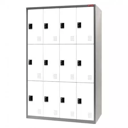 Lemari Loker Logam, Tiga Tingkat, 12 Kompartemen - Loker Penyimpanan Logam, Tiga Tingkat, 12 Kompartemen