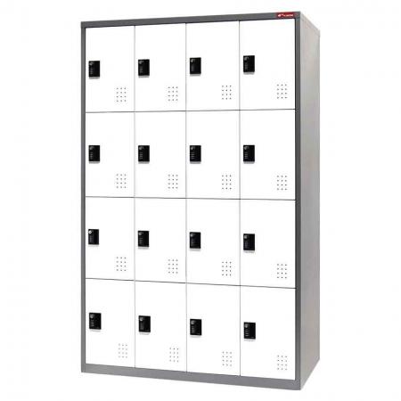 Металлический шкаф, 4 яруса, 16 отделений - Металлический шкаф для хранения, 4 яруса, 16 отделений