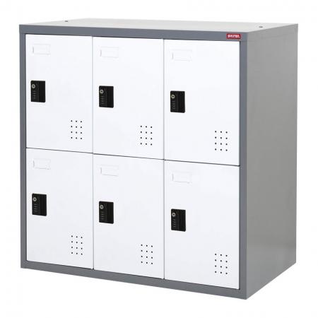Casier à casiers en métal, double niveau, 6 compartiments - Casier de rangement en métal bas, double niveau, 6 compartiments
