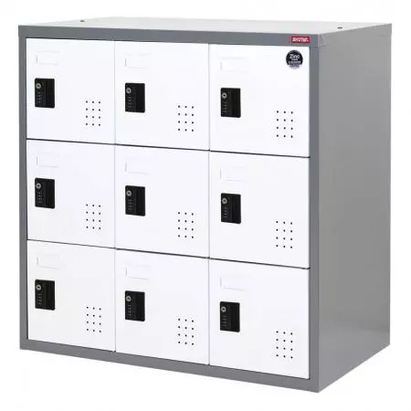 Low Metal Locker for Secure Storage, Triple Tier, 9 Compartments - Metal Storage Low Locker, Triple Tier, 9 Compartments