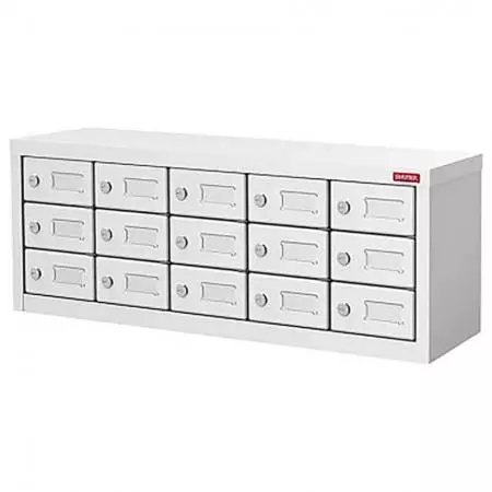 Loker Ponsel dengan 15 Pintu - Loker logam untuk penyimpanan tablet, laptop, perangkat yang dapat dikenakan, 15 kompartemen