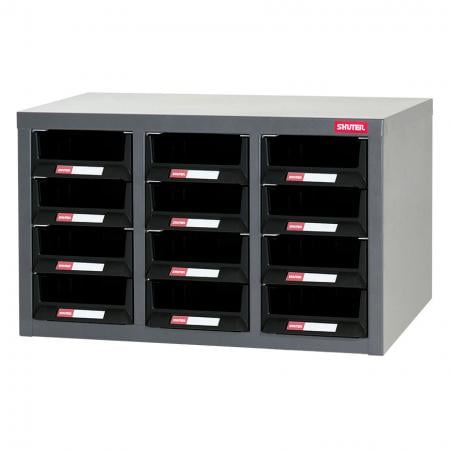 خزانة أدوات تخزين معدنية للاستخدام في مساحات العمل الصناعية - 12 درج في 3 أعمدة - خزانة تخزين صناعية بأدراج لتخزين الأدوات الصغيرة.