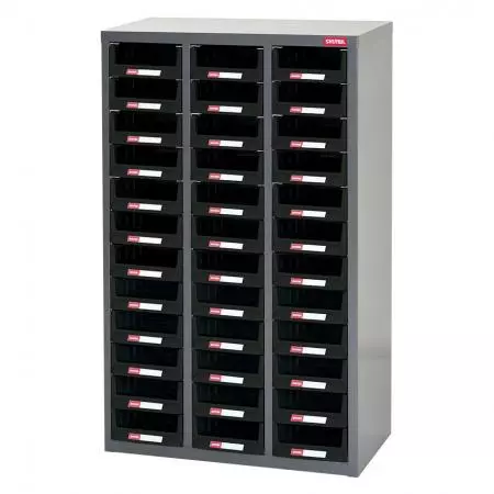 Metal Storage Parts Cabinet for Use in Industrial Workspaces - 36 Drawers in 3 Columns - A sturdy parts cabinet specially designed to suit any industrial setting.