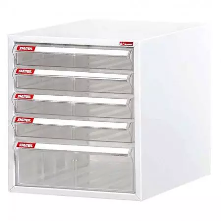 Desktop cabinet with 4 plastic drawers and 1 drawer in 1 column for A4 paper (1 drawer 5.9L & 4 drawers 2.7L) - Steel is the solution to the most durable desktop filing storage you've ever seen.