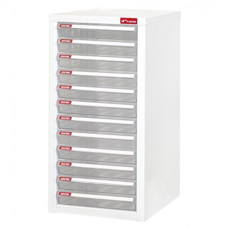 Floor Cabinet with 12 plastic drawers in 1 column for A4 paper (2.7L per drawer)