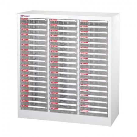 Floor Cabinet with 54 plastic drawers in 3 columns for A4 paper (2.7L per drawer)