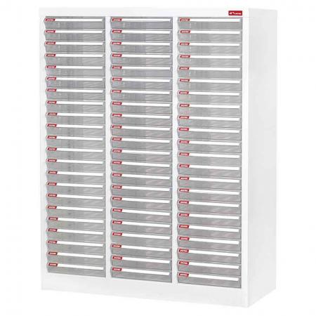 Floor Cabine with 66 plastic drawers in 3 columns for A4 paper (2.7L per drawer)