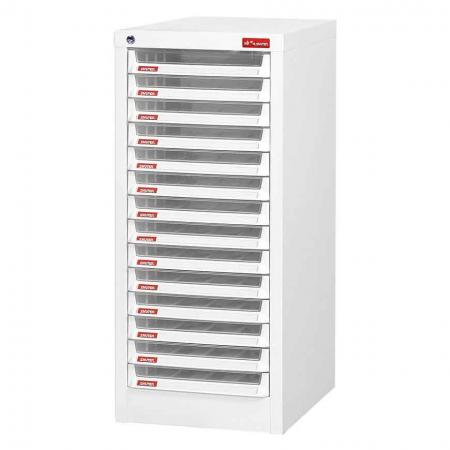 Floor Cabinet with 14 plastic drawers in 1 column for A4 paper (3L per drawer)