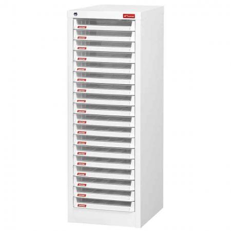 Floor Cabinet with 18 plastic drawers in 1 column for A4 paper (3L per drawer)