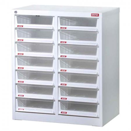 Floor Cabinet with 14 drawers in 2 columns for A4 paper (6.6L per drawer)