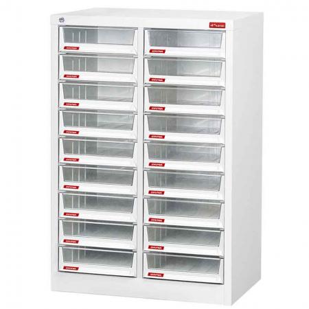 Floor Cabinet with 18 drawers in 2 columns for A4 paper (6.6L per drawer)
