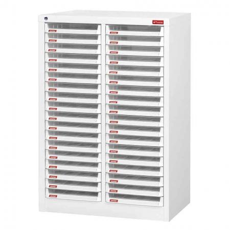 Floor Cabinet with 36 plastic drawers in 2 columns for A4 paper (3L per drawer)