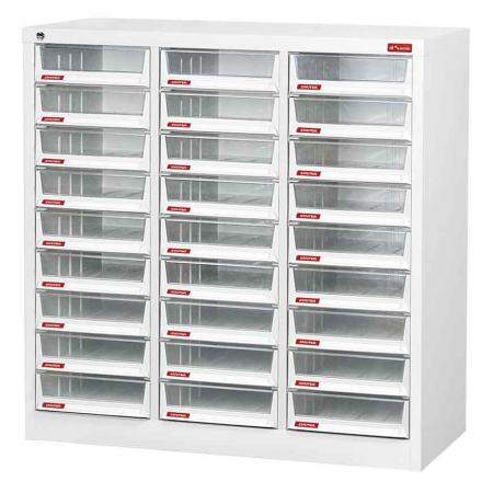 Floor Cabinet with 27 drawers in 3 columns for A4 paper (6.6L per drawer)