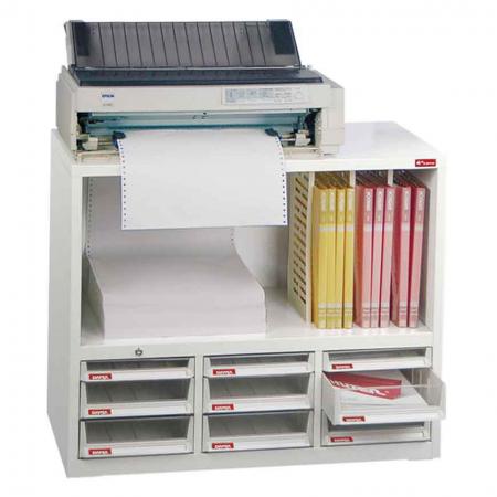 Floor Cabinet with 9 plastic drawers in 3 columns and 3 dividers in 4 columns (6 drawers 6.6L & 3 drawers 3L)
