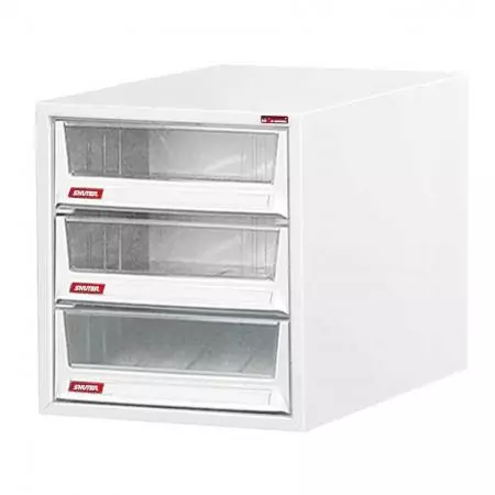 Desktop cabinet with 3 drawers in 1 column for B4 paper (7.8L per drawer) - A slight steel drawer cabinet with a flat top for storage of personal items to make your desktop more beautiful.