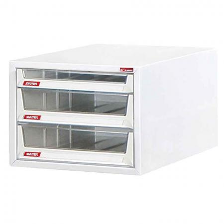 Desktop cabinet with 2 drawers and 1 plastic drawer in 1 column for B4 paper (1 drawer 3.6L & 2 drawers 7.8L) - Don't be fooled by the small size of this cabinet: due to clever desktop design, it is guaranteed to make you work more efficiently.