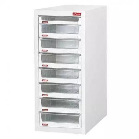 Kabinet Lantai dengan 8 laci plastik dalam 1 kolom untuk kertas B4 (1 laci 3,6L & 7 laci 7,8L) - Kabinet ideal untuk mengoptimalkan sistem penyimpanan Anda di kantor atau ruang kerja Anda.