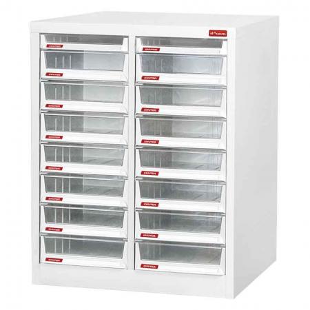 Floor Cabinet with 16 plastic drawers in 2 columns for B4 paper (2 drawers 3.6L & 14 drawers 7.8L)