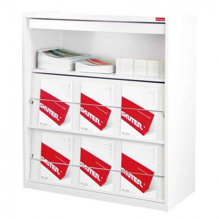 Armoire à magazines à trois étagères avec 3 zones d'affichage de brochures - Installez ce porte-revues et ce classeur de papeterie dans votre bureau pour la solution la plus efficace à vos besoins de stockage.