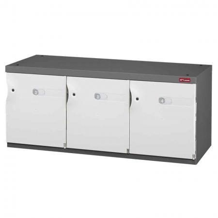 Credenza Penyimpanan Kantor untuk Sepatu atau Penyimpanan Kantor - 3 Pintu Sedang dalam 3 Kolom - Dengan lemari penyimpanan kantor yang aman ini, SHUTER membawa Anda yang terbaik dari yang terbaik dalam desain dan kepraktisan.