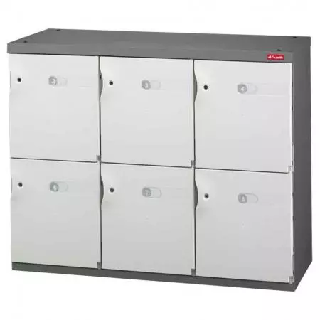 Lemari Penyimpanan Kantor untuk Sepatu atau Penyimpanan Kantor - 6 Pintu Sedang dalam 3 Kolom - Lemari ruang khusus dengan tempat untuk sepatu, tas, barang pribadi, dan lainnya.