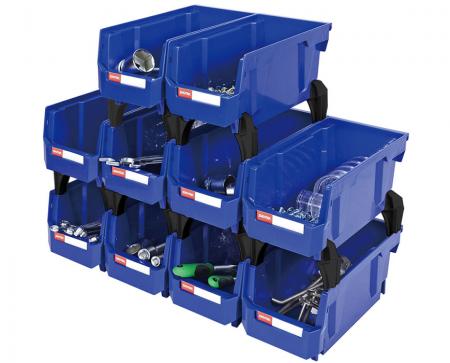 HB bins can be connected using riser legs.